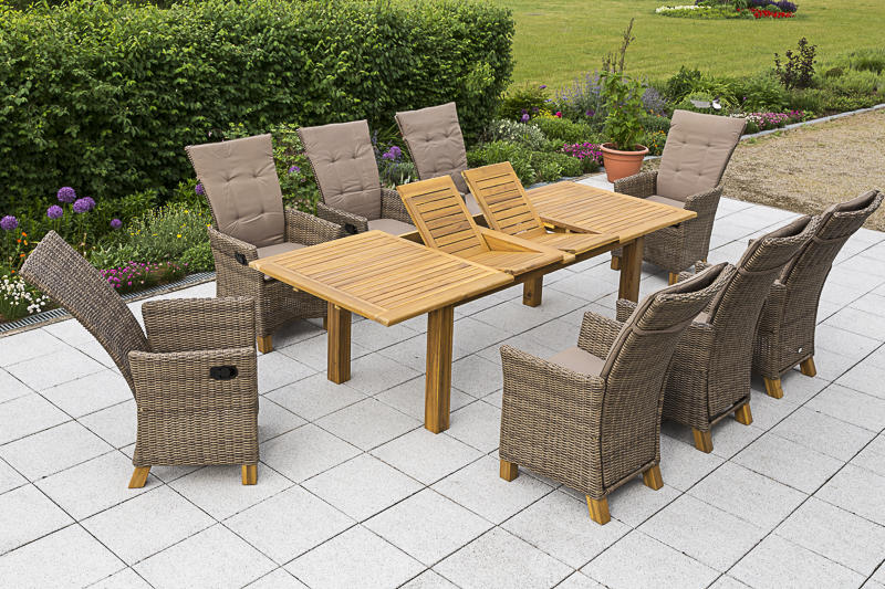 MX Gartenmöbel Set I Toskana 17tlg. natur PolyRattan Balkonmöbel