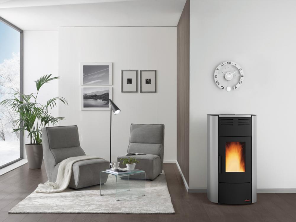 EXTRAFLAME Pelletofen wasserführend Raffaello Idro H18 Stahl Hellgrau 21,5 kW EXTRAFLAME Pelletofen wasserführend Raffaello Idro H18 Stahl Hellgrau 21,5 kW