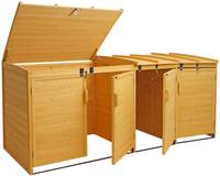 HW Mülltonnenverkleidung HWC-H75b Mülltonnenbox XL 4-8 er Holz FSC-zertifiziert - braun erweiterbar
