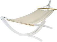 HW Hängematte HWC-J46 Holzgestell Weiß Creme-Weiß
