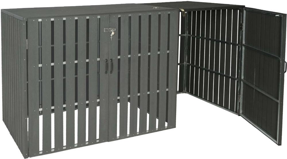 HW Mülltonnenbox HWC-J28 ERWEITERUNG 1 er Metall WPC anthrazit - Holzoptik HW Mülltonnenbox HWC-J28 ERWEITERUNG 1 er Metall WPC anthrazit - Holzoptik