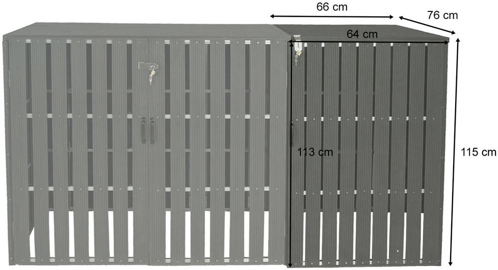 HW Mülltonnenbox HWC-J28 ERWEITERUNG 1 er Metall WPC anthrazit - Holzoptik HW Mülltonnenbox HWC-J28 ERWEITERUNG 1 er Metall WPC anthrazit - Holzoptik