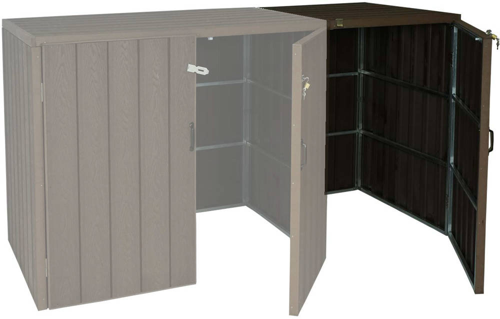 HW Mülltonnenbox HWC-J28 Erweiterung 1-2 er Premium Metall WPC braun - Holzoptik HW Mülltonnenbox HWC-J28 Erweiterung 1-2 er Premium Metall WPC braun - Holzoptik