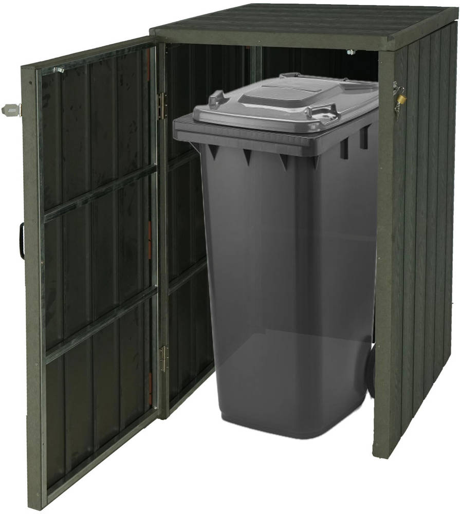 HW Mülltonnenbox HWC-J28 Erweiterung 1 er Premium Metall WPC grau - Holzoptik erweiterbar HW Mülltonnenbox HWC-J28 Erweiterung 1 er Premium Metall WPC grau - Holzoptik erweiterbar