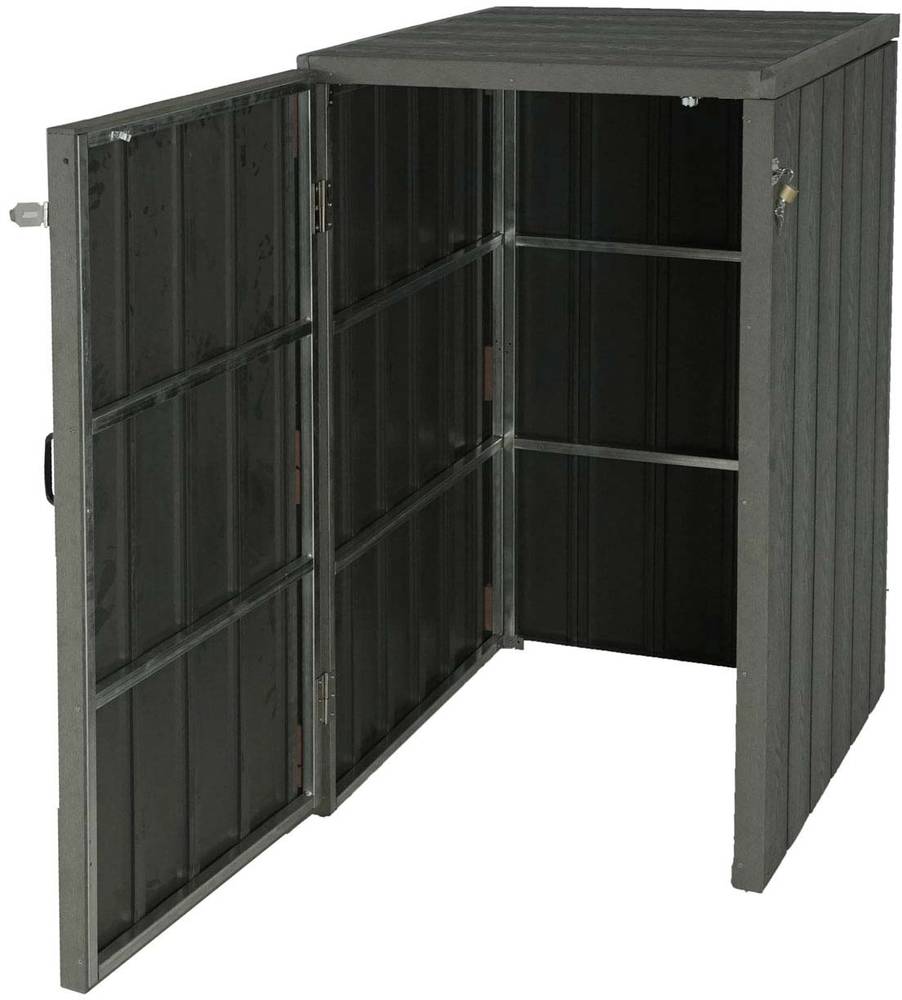 HW Mülltonnenbox HWC-J28 Erweiterung 1 er Premium Metall WPC grau - Holzoptik erweiterbar HW Mülltonnenbox HWC-J28 Erweiterung 1 er Premium Metall WPC grau - Holzoptik erweiterbar