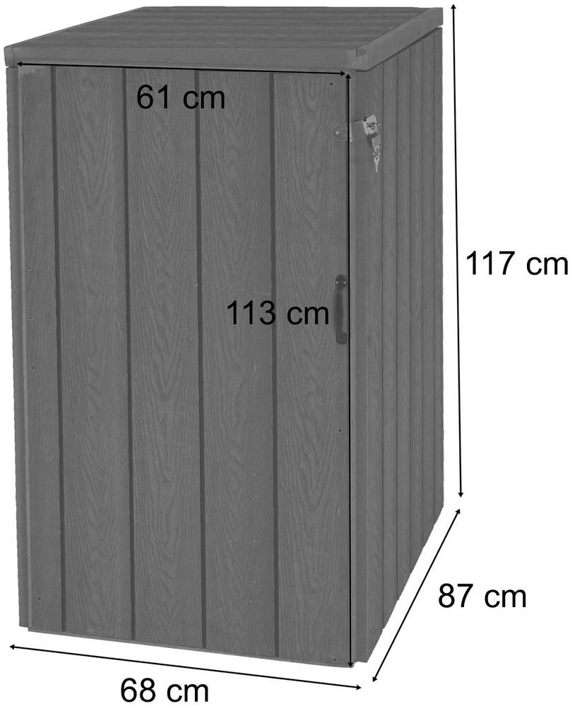 HW Mülltonnenbox HWC-J28 Erweiterung 1 er Premium Metall WPC grau - Holzoptik erweiterbar HW Mülltonnenbox HWC-J28 Erweiterung 1 er Premium Metall WPC grau - Holzoptik erweiterbar
