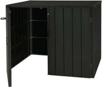 HW Mülltonnenbox HWC-J28 Mülltonnenverkleidung 2 er Metall Holzoptik, erweiterbar anthrazit