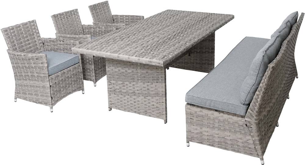 HW Gartenmöbel HWC-G59 Stahlgestell Poly-Rattan Grau/Hellgrau Tisch 200x100cm HW Gartenmöbel HWC-G59 Stahlgestell Poly-Rattan Grau/Hellgrau Tisch 200x100cm