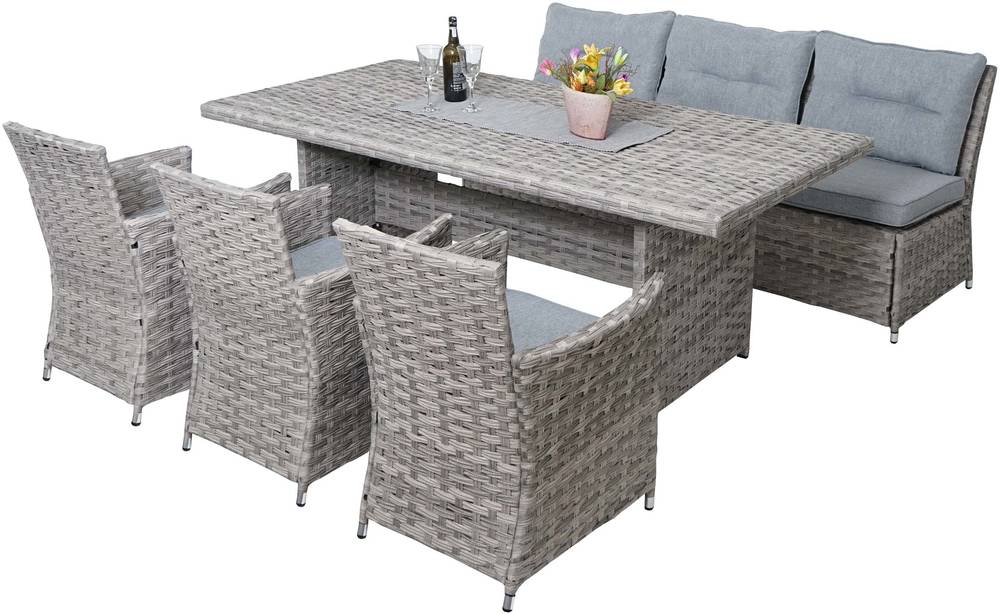 HW Gartenmöbel HWC-G59 Stahlgestell Poly-Rattan Grau/Hellgrau Tisch 200x100cm HW Gartenmöbel HWC-G59 Stahlgestell Poly-Rattan Grau/Hellgrau Tisch 200x100cm