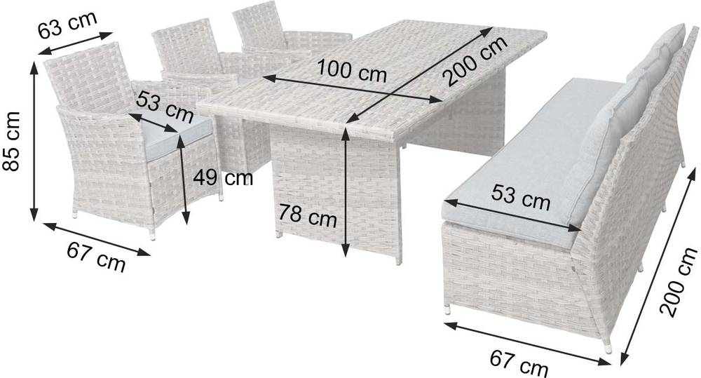 HW Gartenmöbel HWC-G59 Stahlgestell Poly-Rattan Grau/Hellgrau Tisch 200x100cm HW Gartenmöbel HWC-G59 Stahlgestell Poly-Rattan Grau/Hellgrau Tisch 200x100cm
