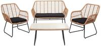 HW Gartenmöbel Set HWC-G17a 4 tlg. Stahl Poly-Rattan Natur/Anthrazit Tisch 91x48cm
