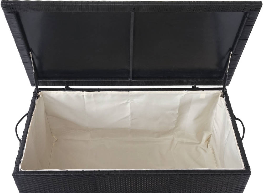 HW Auflagenbox HWC-D88 Kissenbox Gartentruhe Poly-Rattan Basic Schwarz 950l HW Auflagenbox HWC-D88 Kissenbox Gartentruhe Poly-Rattan Basic Schwarz 950l