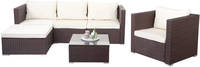 HW Gartenmöbel Set Brescia Loungemöbel Multimöbel Stahlgestell Poly-Rattan Braun/Creme