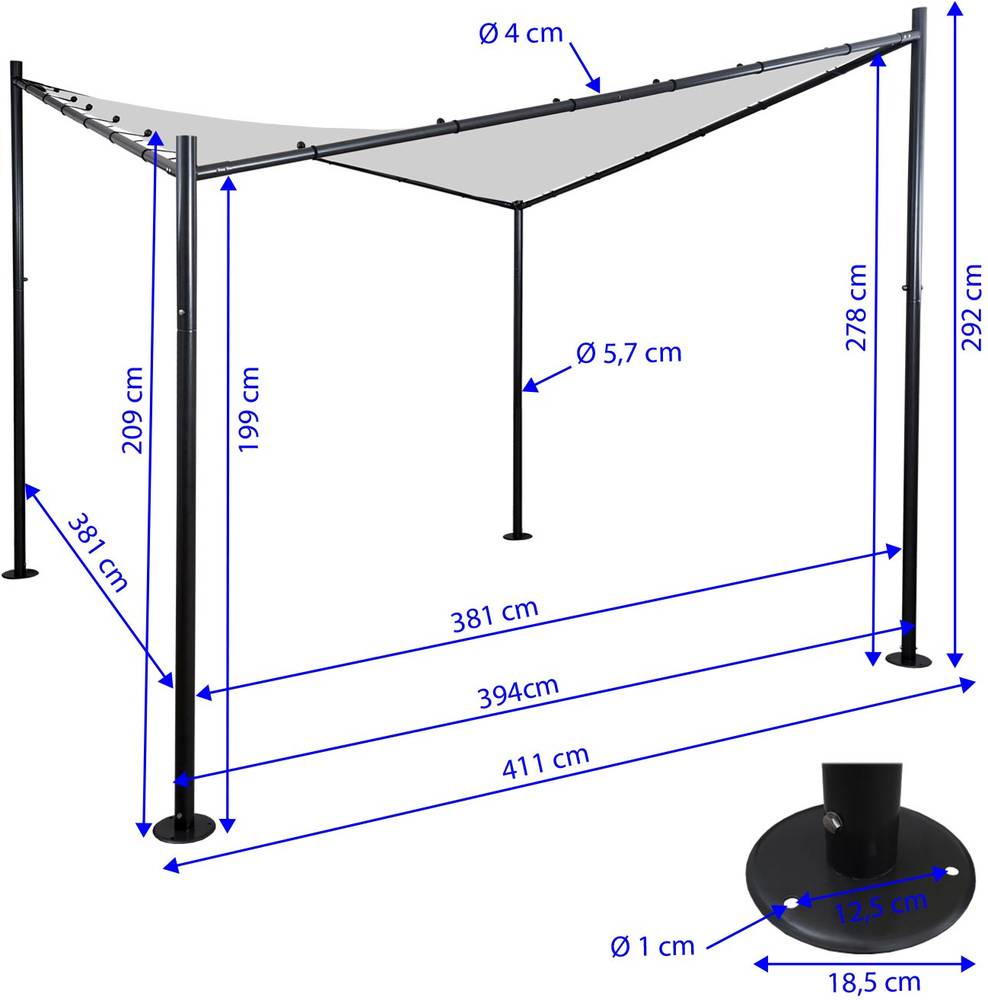 HW Pergola HWC-A41 stabiles 6cm Stahl-Gestell creme 4x4m HW Pergola HWC-A41 stabiles 6cm Stahl-Gestell creme 4x4m