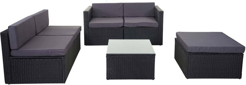 HW Gartenmöbel HWC-D24 Multi Loungegruppe Poly-Rattan Anthrazit/Dunkelgrau Tisch 60x60cm HW Gartenmöbel HWC-D24 Multi Loungegruppe Poly-Rattan Anthrazit/Dunkelgrau Tisch 60x60cm