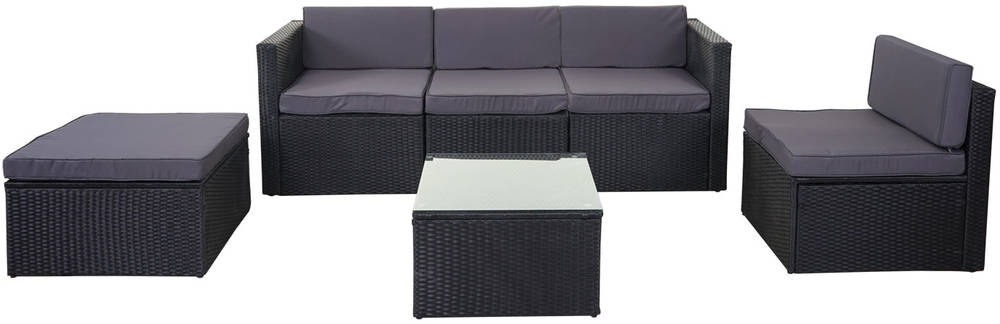 HW Gartenmöbel HWC-D24 Multi Loungegruppe Poly-Rattan Anthrazit/Dunkelgrau Tisch 60x60cm HW Gartenmöbel HWC-D24 Multi Loungegruppe Poly-Rattan Anthrazit/Dunkelgrau Tisch 60x60cm