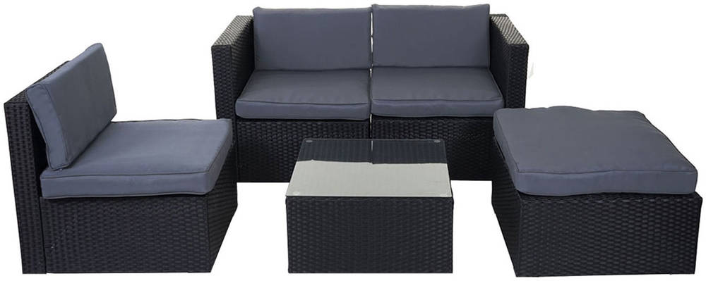 HW Gartenmöbel HWC-D28 Multi Loungegruppe Poly-Rattan Anthrazit/Grau Tisch 59x59cm HW Gartenmöbel HWC-D28 Multi Loungegruppe Poly-Rattan Anthrazit/Grau Tisch 59x59cm