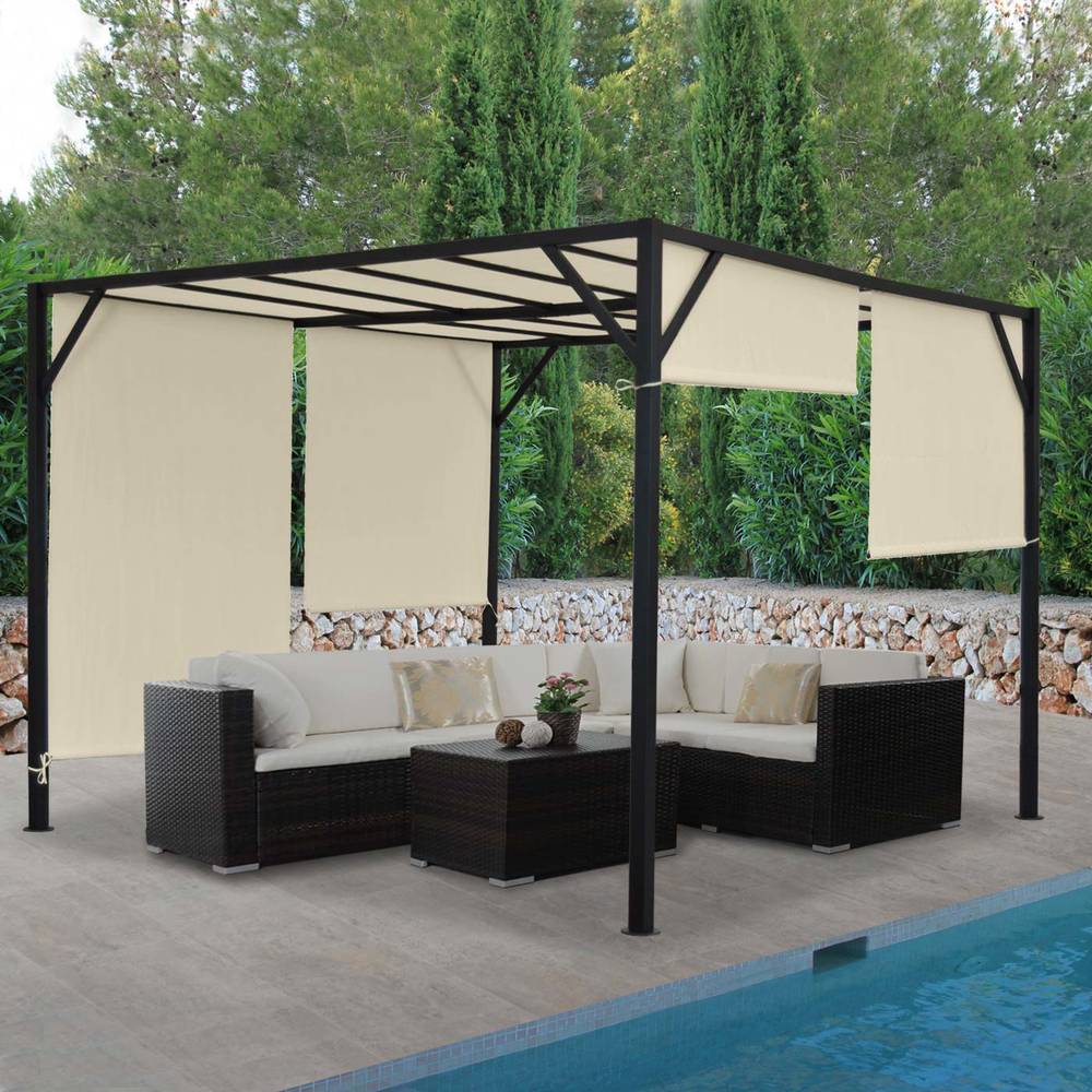 HW Pergola Baia 6cm-Stahl-Gestell + Schiebedach beige 4x3m HW Pergola Baia 6cm-Stahl-Gestell + Schiebedach beige 4x3m
