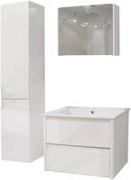HW Badmöbel Set XL HWC-B19 Waschtisch Spiegelschrank Hängeschrank Hochglanz Weiß