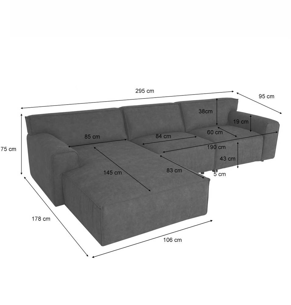 HW Eck-Sofa HWC-J59 Ottomane links Kunstleder braun HW Eck-Sofa HWC-J59 Ottomane links Kunstleder braun