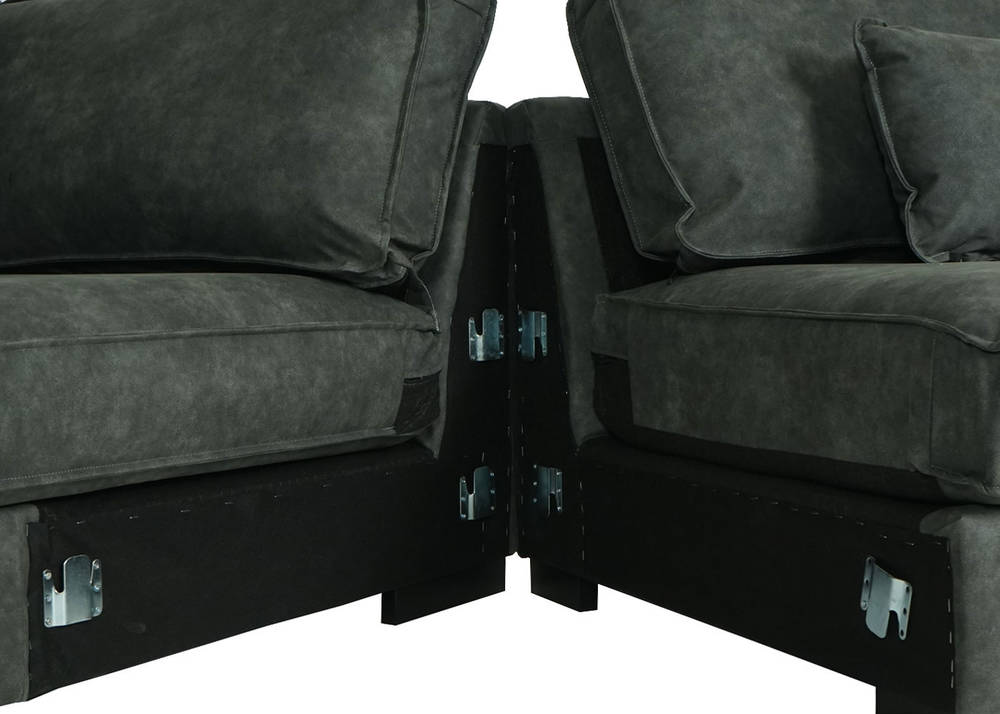 HW Eck-Sofa HWC-J58 Ottomane rechts Kunstleder grau HW Eck-Sofa HWC-J58 Ottomane rechts Kunstleder grau