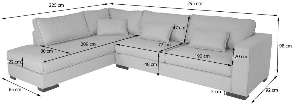 HW Eck-Sofa HWC-J58 Ottomane links Stoff/Textil grau HW Eck-Sofa HWC-J58 Ottomane links Stoff/Textil grau
