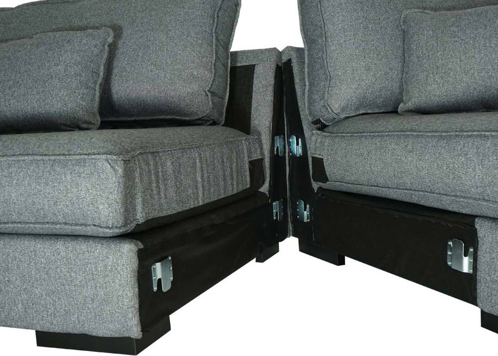 HW Eck-Sofa HWC-J58 Ottomane links Stoff/Textil grau HW Eck-Sofa HWC-J58 Ottomane links Stoff/Textil grau
