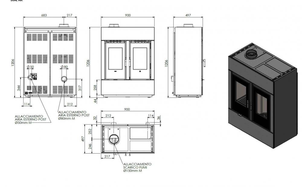 Klover DUAL AIR Hybrid Kombi Kaminofen Holz Pellet Moka Stone/Stahl 17,81 kw Klover DUAL AIR Hybrid Kombi Kaminofen Holz Pellet Moka Stone/Stahl 17,81 kw