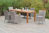MX Gartenmöbel Teneriffa Set 13tlg. Sessel Kunststoffgeflecht Sitzkissen grau-beige Tisch 185x90cm