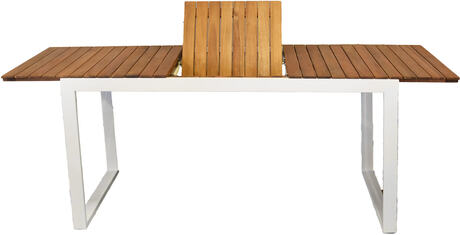 MX Gartentisch Naxos Ausziehtisch Aluminium Weiß Akazienholz 150/200x90cm