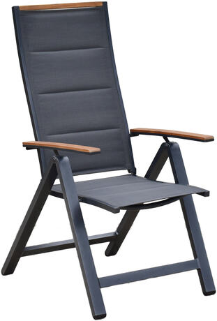 MX Gartensessel Verona Alu Klappsessel 5-fach verstellbar Holzoptik Armlehne Textilbespannung