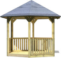 Karibu Pavillon Madrid 2,43x2,76x2,91m mit Brüstung und Fußboden kesseldruckimprägniert