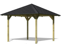 Karibu Pavillon Sevilla im Set mit Schindeln 2,65x2,65x2,90m kesseldruckimprägniert