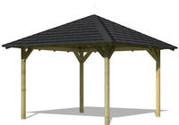 Karibu Pavillon Cordoba 4 im Set mit Schindeln 2,89x2,89x2,97m kesseldruckimprägniert