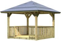 Karibu Pavillon Bergen 1 im Set mit Brüstung und Fußboden kesseldruckimprägniert 2,65x2,65x2,90m