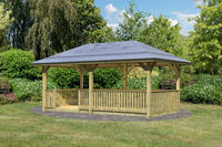 Karibu Pavillon Bergen 2 im Set mit Brüstung und Fußboden kesseldruckimprägniert 2,65x5,17x2,90m