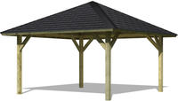 Karibu Pavillon Holm 1 im Set mit Schindeln kesseldruckimprägniert 3,59x3,59x3,15m