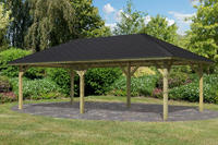 Karibu Pavillon Holm 2 im Set mit Schindeln kesseldruckimprägniert 3,59x7,06x3,15m