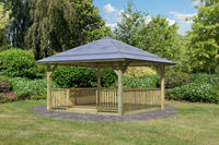 Karibu Pavillon Holm 1 im Set mit Brüstung und Fußboden kesseldruckimprägniert 3,59x3,59x3,15m