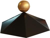 Pavillon Haube 6-Eck Pulverbveschichtet schwarz mit Messingkugel