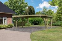 Karibu Doppelcarport Classic 1B mit PVC Trapezplatten-Dach mit 1x Bogen - 5,90x4,82x2,34m