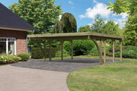 Karibu Doppelcarport Classic 2C mit PVC Trapezplatten-Dach mit 2x Bogen - 5,90x6,68x2,34m