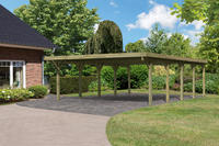 Karibu Doppelcarport Classic 3A PVC-Dacheindeckung kesseldruckimprägniert 5,90x8,54x2,34m