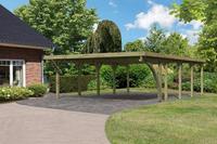 Karibu Doppelcarport Classic 3B mit PVC Trapezplatten-Dach mit 1x Bogen - 5,90x8,54x2,34m