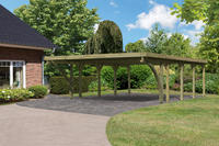 Karibu Doppelcarport Classic 3C mit PVC Trapezplatten-Dach mit 2x Bogen - 5,90x8,54x2,34m