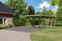 Karibu Einzelcarport Classic 2C, Dach mit Stahlplatten kesseldruckimprägniert 2x Bogen - 3,18x6,68x2,34m