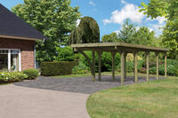 Karibu Einzelcarport Classic 3B, Dach mit Stahlplatten kesseldruckimprägniert 1x Bogen - 3,18x8,54x2,34m