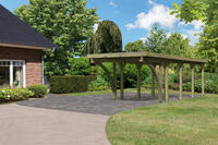 Karibu Einzelcarport Classic 3C, Dach mit Stahlplatten kesseldruckimprägniert 2x Bogen - 3,18x8,54x2,34m