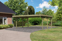 Karibu Doppelcarport Classic 1A Dacheindeckung Stahlplatten kesseldruckimprägniert - 5,90x4,82x2,37m