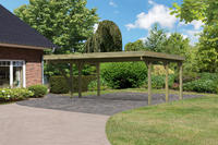Karibu Doppelcarport Classic 1B, Dach mit Stahlplatten kesseldruckimprägniert 1x Bogen - 5,90x4,82x2,37m